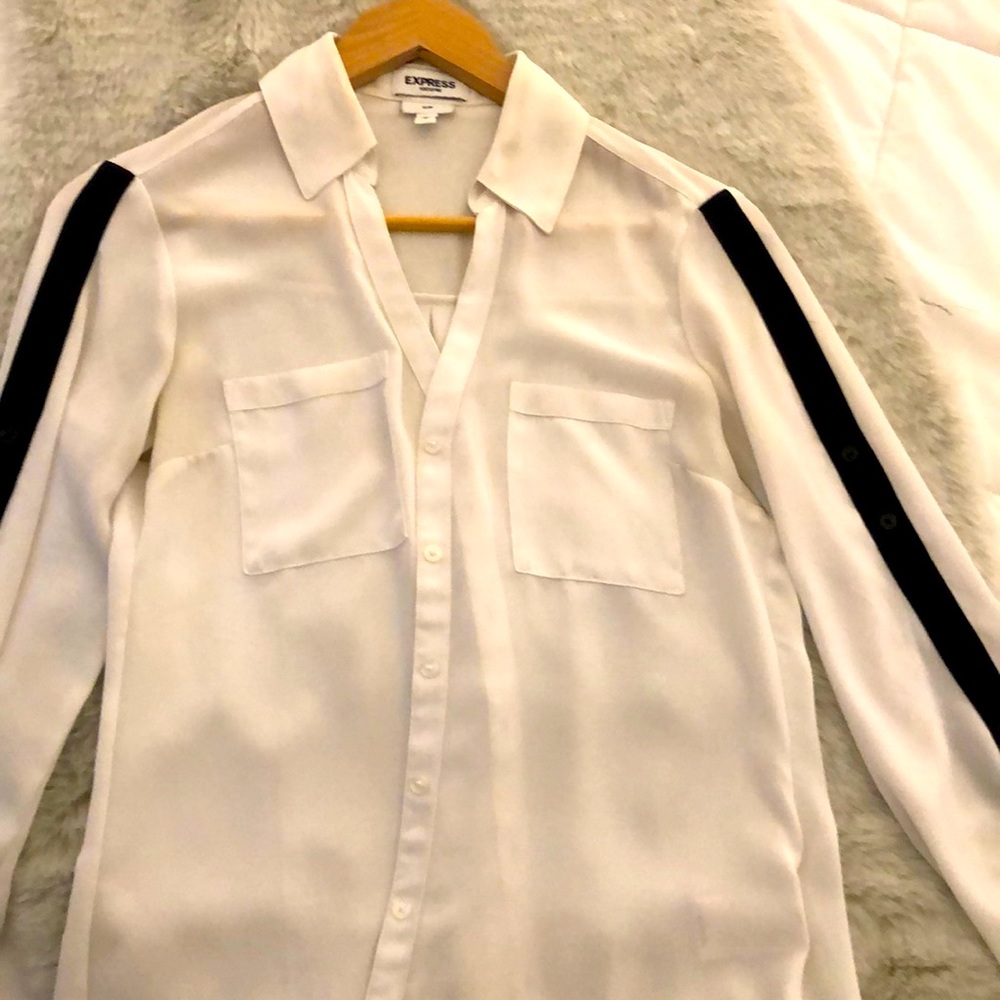 White And black striped blouse size small.